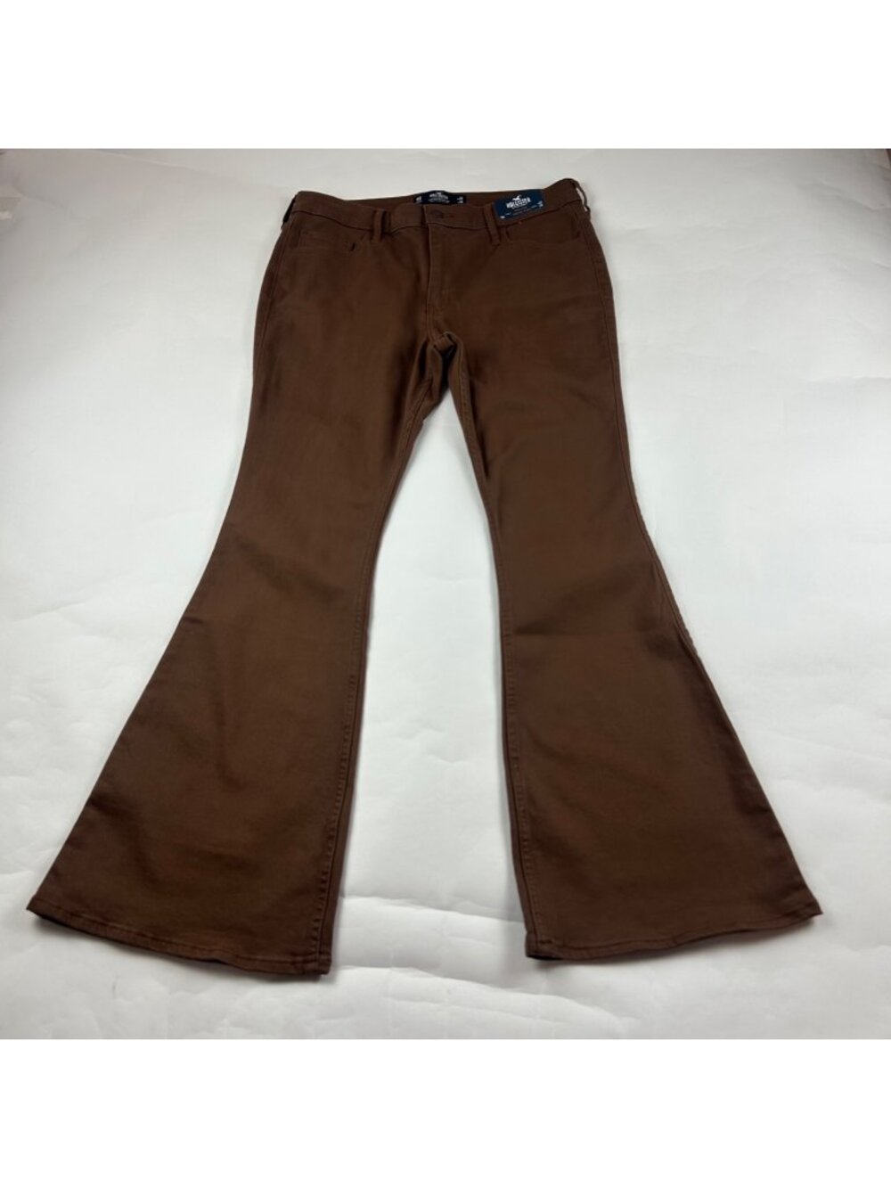 LONG Hollister Chocolate Brown Stretch Denim High Rise Vintage Flare Jeans 32